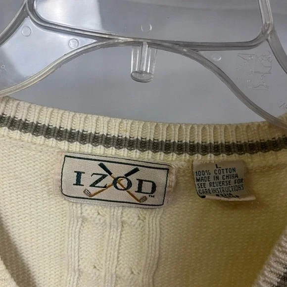 Vintage Izod Women's Tennis Oversized Golf White Knit Pickleball Sweater Vest- L - Picture 4 of 5
